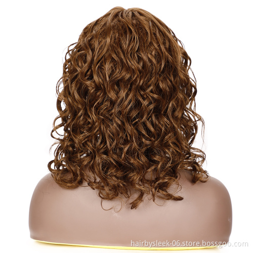 Rebecca Brown hair Wave Bob Wigs With Bangs Water Wave Human Hair Wig For Women Remy Brazilian Scalp Part Lace Wig Human Hair